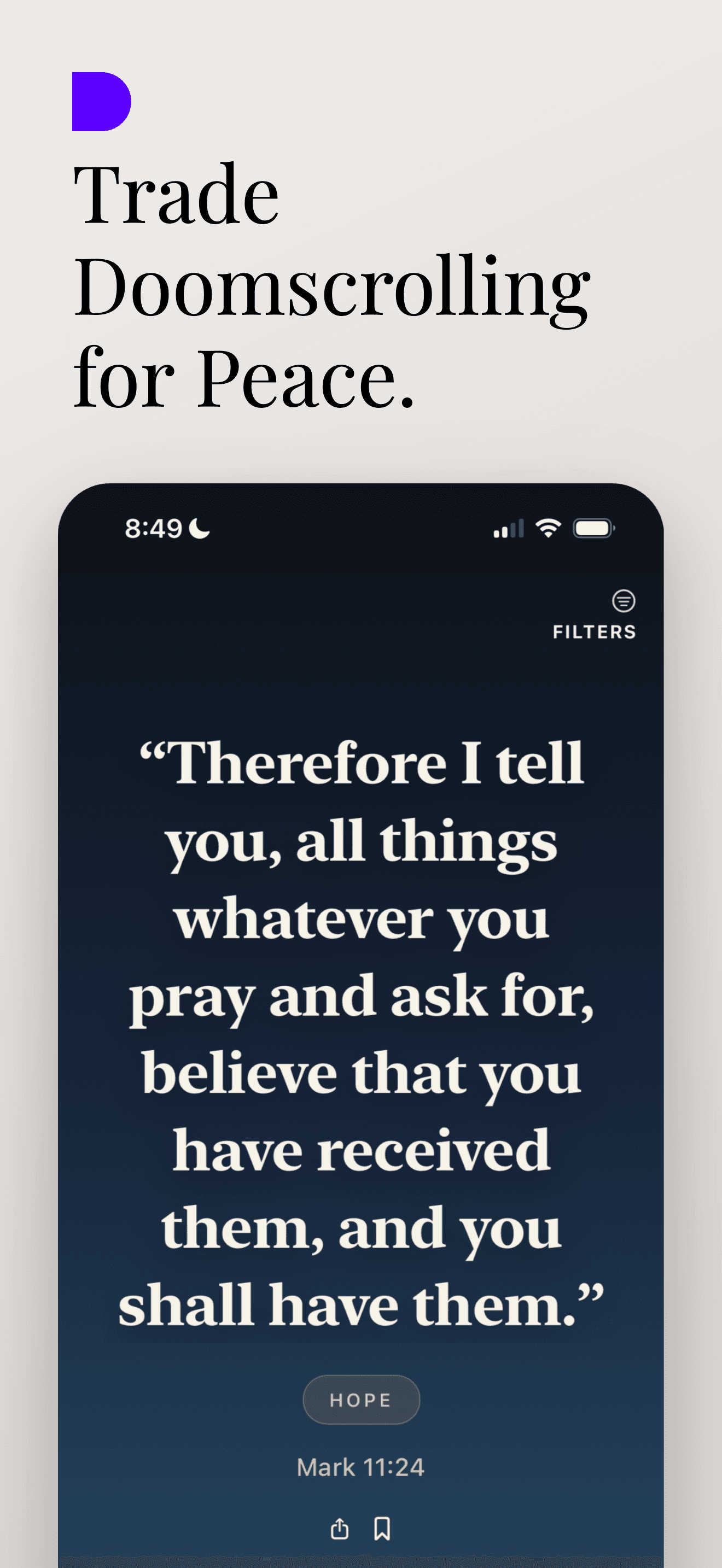 EdenFlow verse reading screen on iPhone.